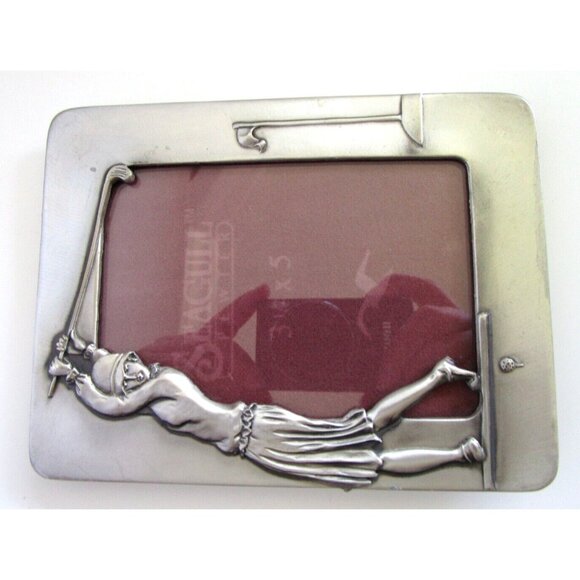 Vintage Seagull Canada Pewter Woman Golfer Scene Picture Frame - 1990 - 3.5 x 5 - Picture 6 of 15